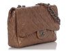 Chanel Jumbo Taupe Crinkled Patent Classic Single Flap