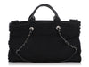 Chanel Black Quilted Fabric Deauville Fringed Tote