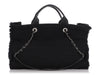 Chanel Black Quilted Fabric Deauville Fringed Tote