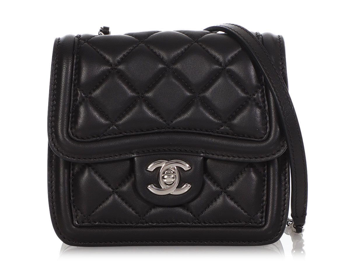Chanel Vintage Chanel 8 inch Mini Black Quilted Leather Shoulder Flap