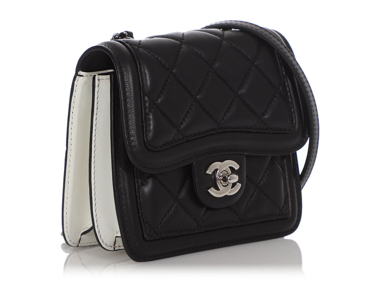 Chanel Mini Black and White Leather Citizen Flap by Ann's Fabulous Finds