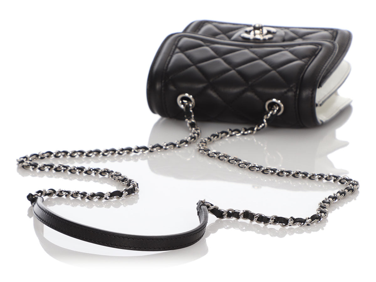 Chanel Mini Black and White Leather Citizen Flap