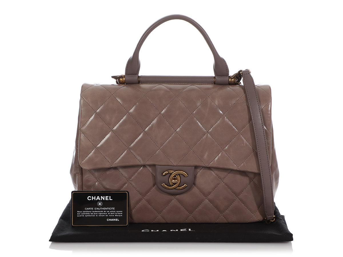 Chanel Flap Bag Top Handle Quilted Lambskin Gold-tone Small Black