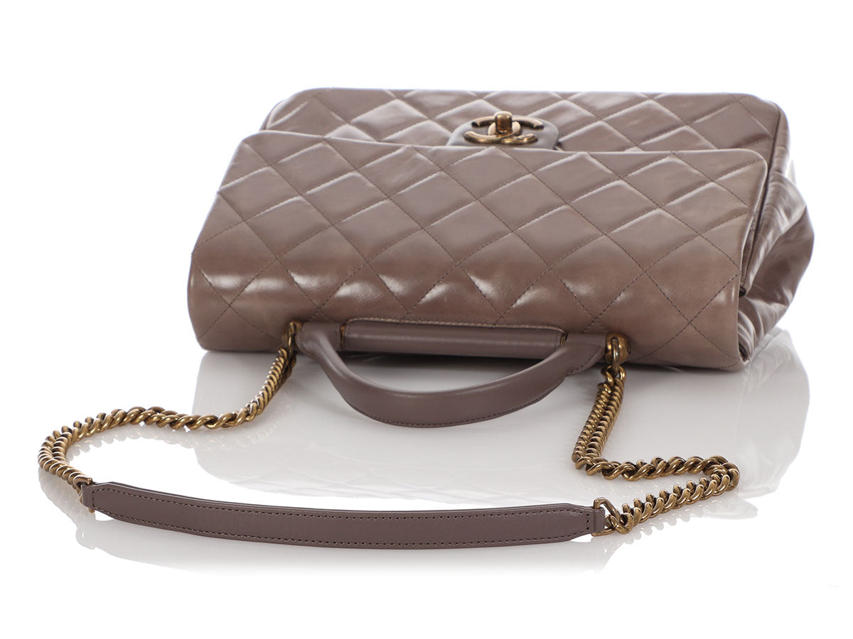 Chanel Two Tone Chain Handle Flap Bag Quilted Lambskin Small at 1stDibs