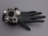 Chanel Wide Silver and Black Tweed Gripoix Logo Bracelet