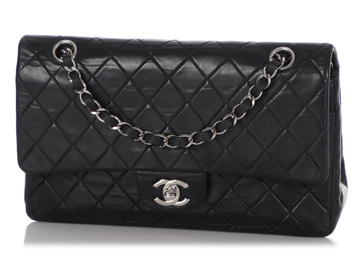CHANEL Vintage 80's Black Quilted Lambskin 10 Classic Double Flap Bag GHW  at 1stDibs