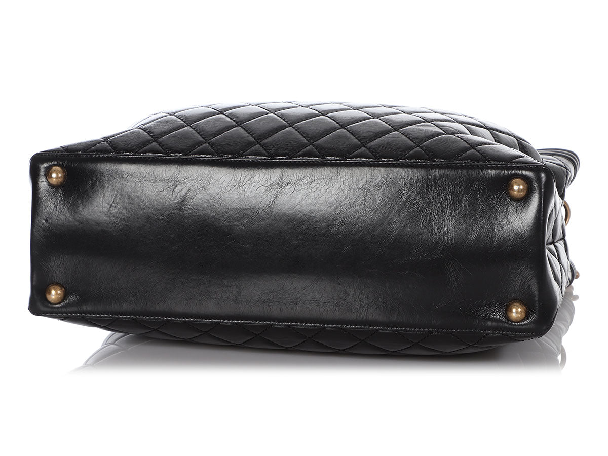Chanel Large Black Quilted Glazed Calfskin Boy Shopping Tote by Ann's Fabulous Finds