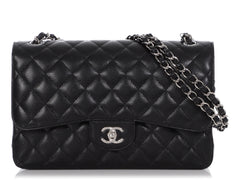 Chanel Jumbo Black Quilted Caviar Classic Double Flap - Ann's Fabulous Finds