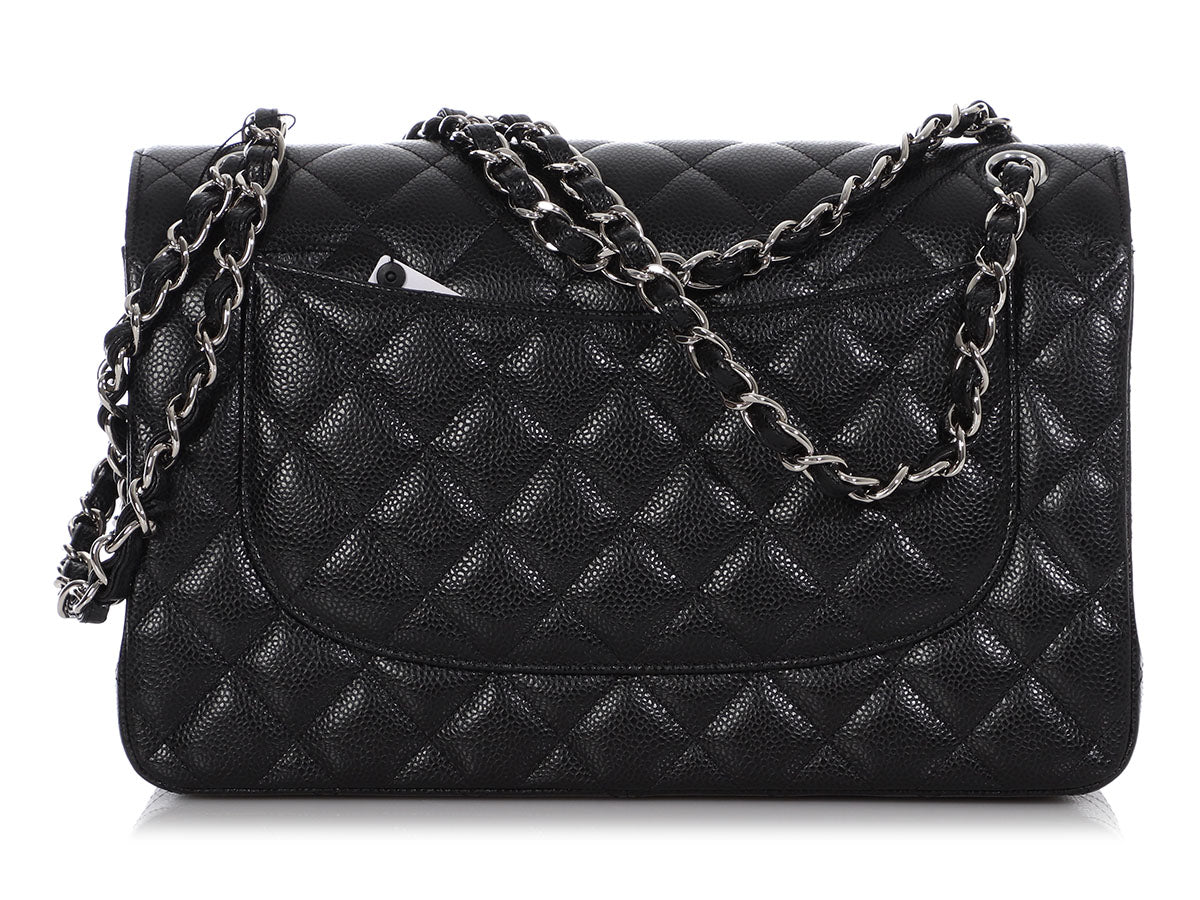 Chanel Black Quilted Lambskin Jumbo Classic Double Flap Bag Gold
