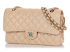 Chanel Medium/Large Iridescent Beige Quilted Caviar Classic Double Flap