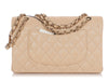 Chanel Medium/Large Iridescent Beige Quilted Caviar Classic Double Flap