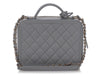 Chanel Medium Gray Part-Quilted Caviar CC Filigree Vanity Case