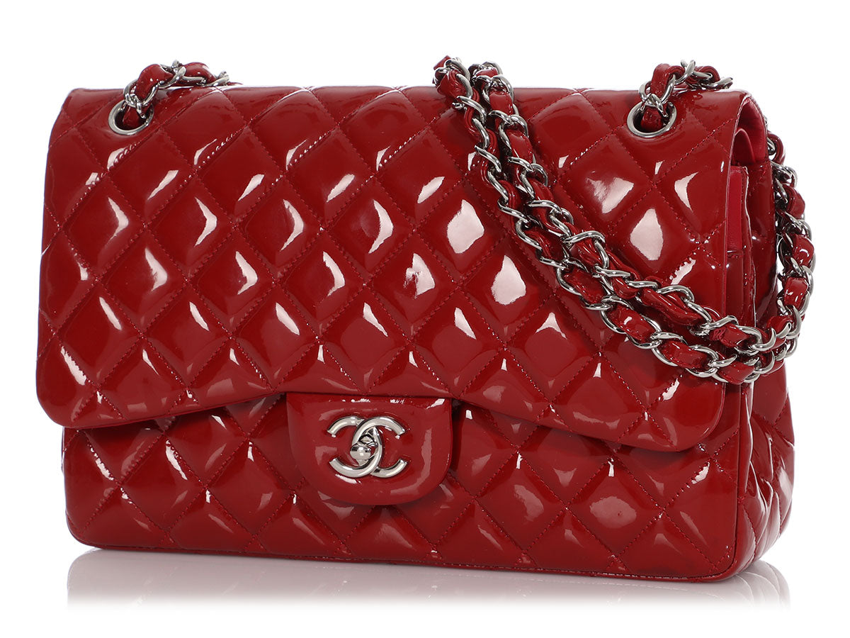 chanel red patent leather bag