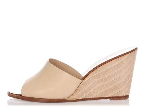 Chanel Beige Wedge Mules