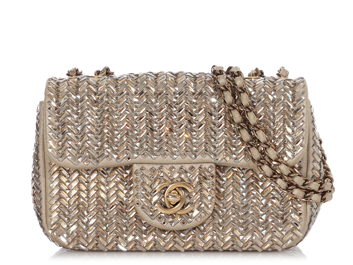 Chanel Beige Crochet Raffia Medium Classic Single Flap Bag Chanel