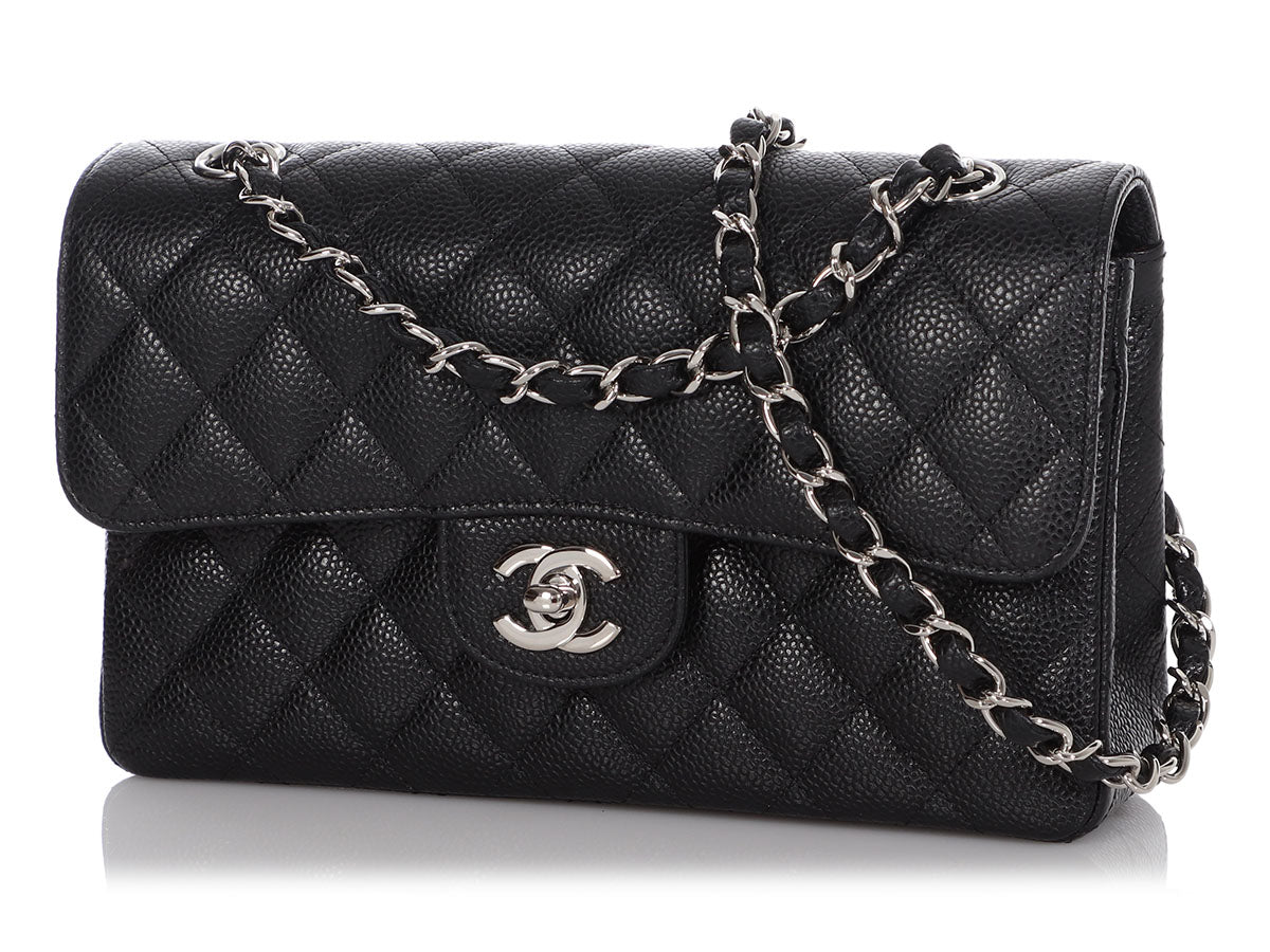 CHANEL Lambskin Quilted Small Top Handle Vanity Case With Chain Black  940655
