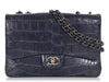 Chanel Jumbo Blue Matte Alligator Classic Single Flap