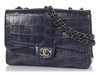 Chanel Jumbo Blue Matte Alligator Classic Single Flap