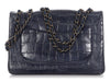 Chanel Jumbo Blue Matte Alligator Classic Single Flap