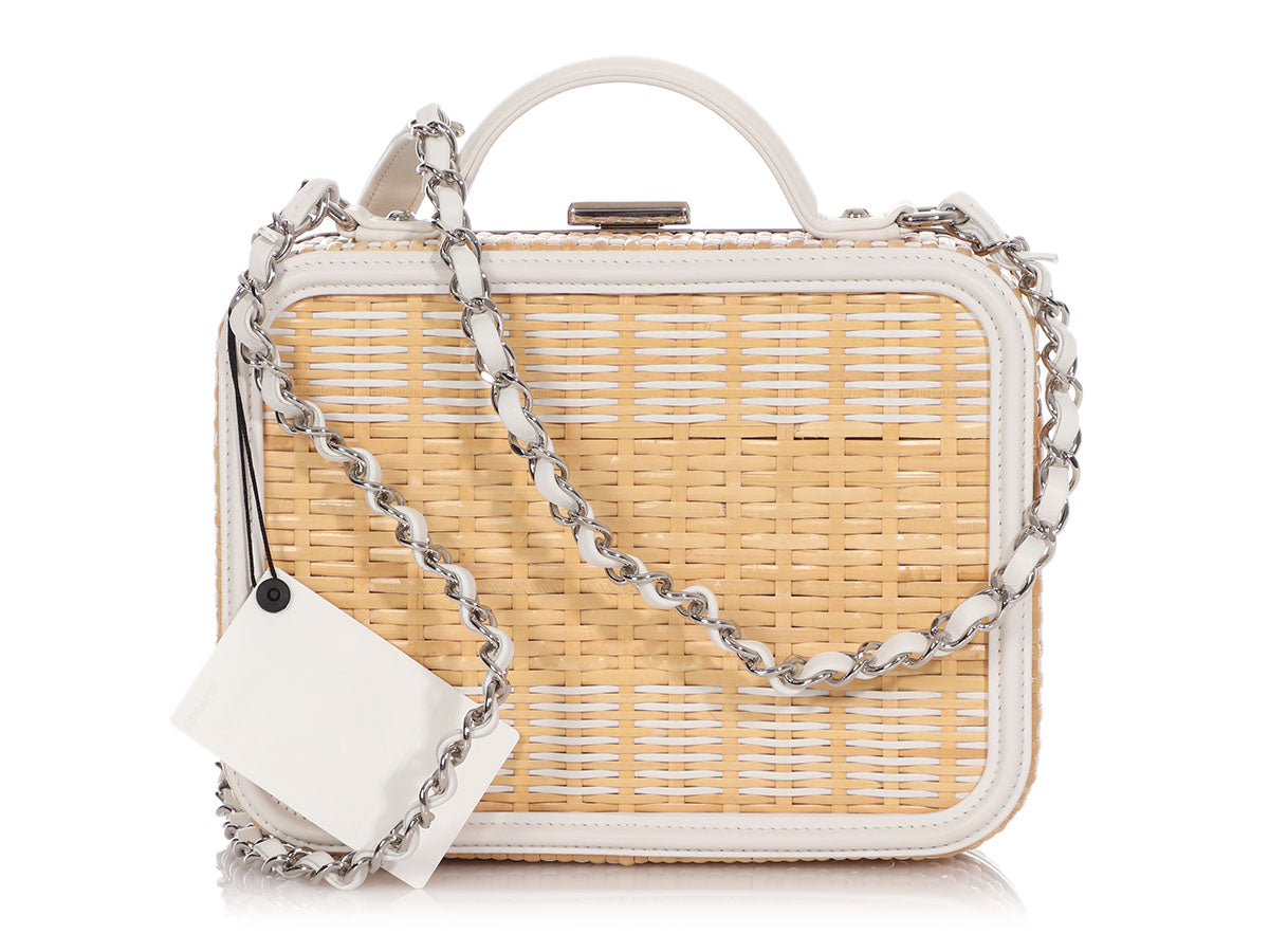 Chanel Medium Natural and White Rattan Vanity Case