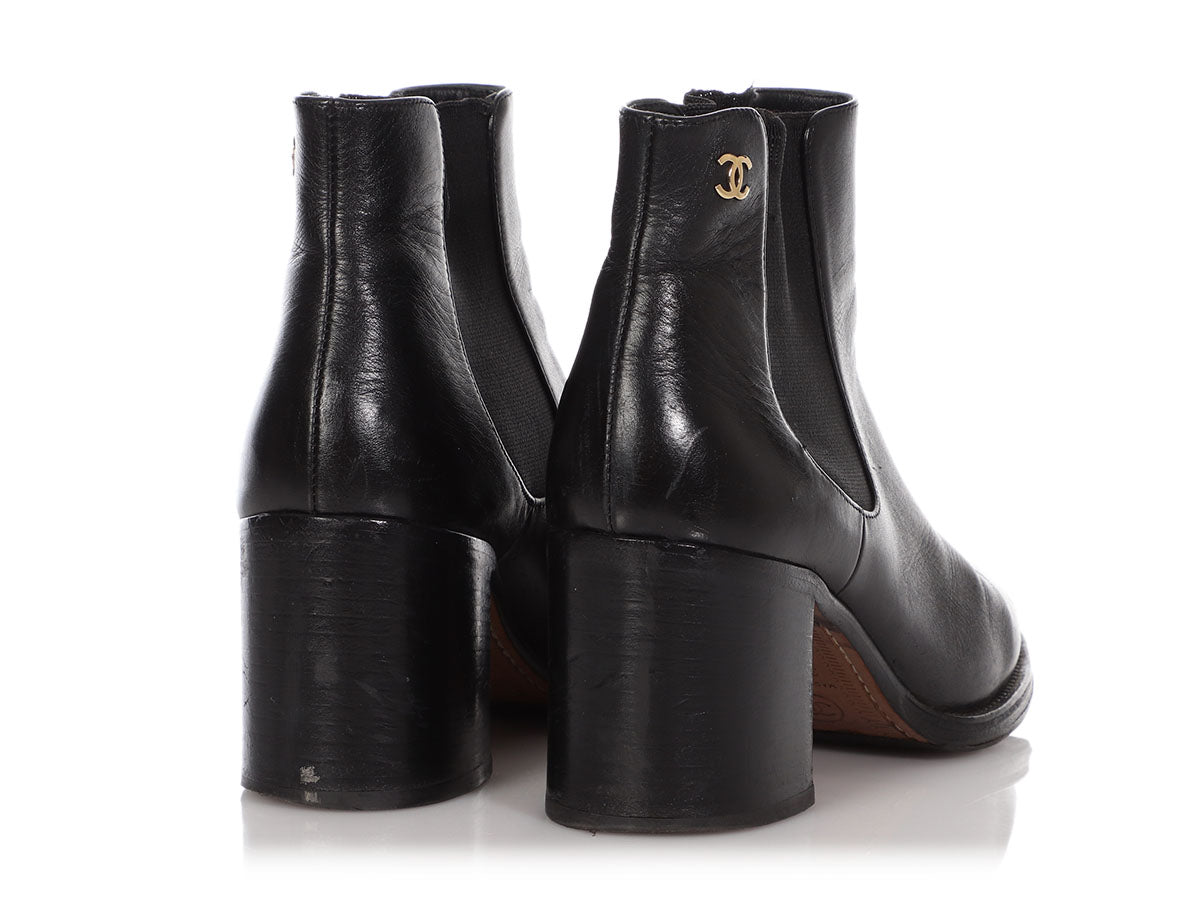 Chanel ankle chain boots  Boots, Black leather chelsea boots, Leather  chelsea boots
