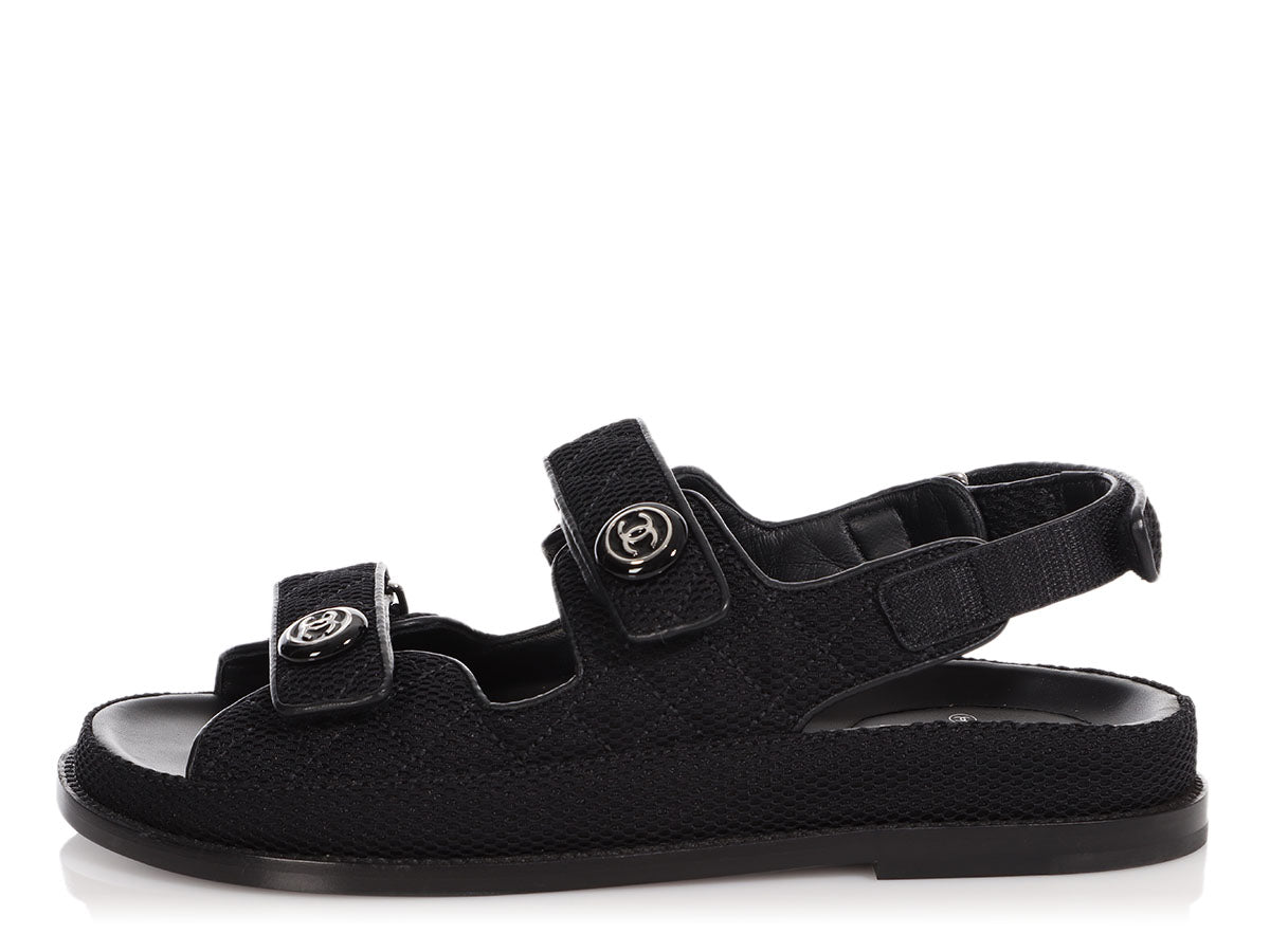 Chanel Black Mesh Dad Sandals