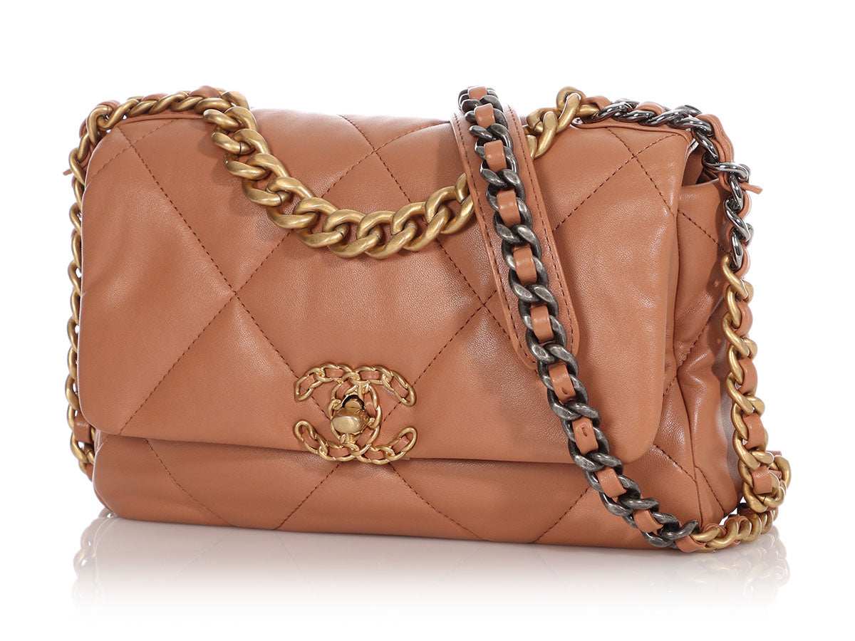 Chanel Chanel 19 Medium Flap Bag in 21K Caramel Lambskin | Dearluxe