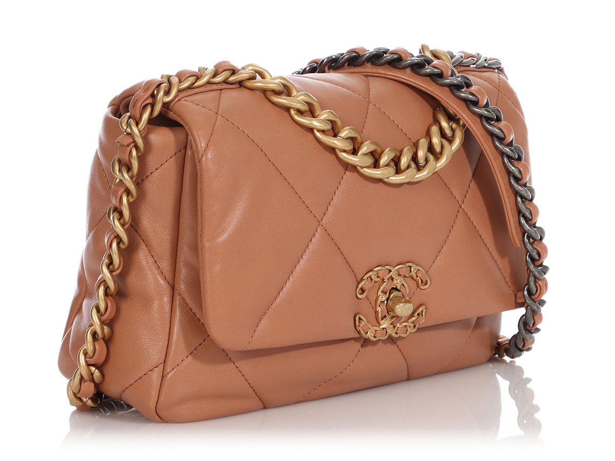 CHANEL 21K Caramel Small 19 Flap Bag Mix Hw - Timeless Luxuries