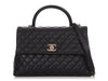 Chanel Medium Black Quilted Caviar Coco Handle