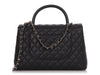 Chanel Medium Black Quilted Caviar Coco Handle