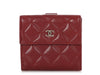 Chanel Dark Red Quilted Caviar Compact Wallet