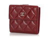 Chanel Dark Red Quilted Caviar Compact Wallet