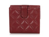 Chanel Dark Red Quilted Caviar Compact Wallet