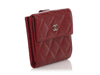 Chanel Dark Red Quilted Caviar Compact Wallet