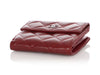 Chanel Dark Red Quilted Caviar Compact Wallet