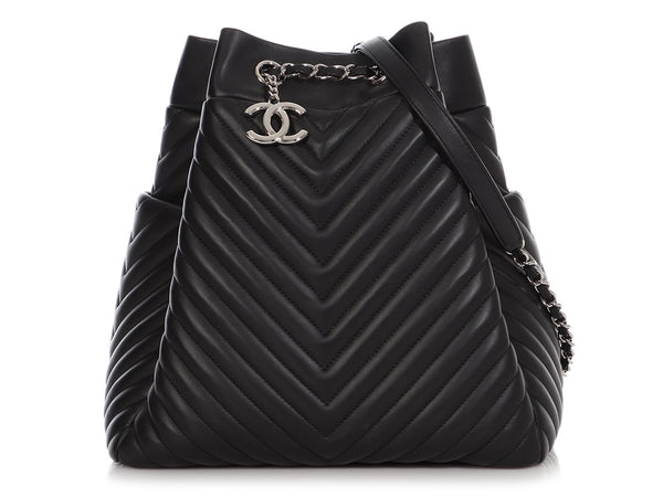 Chanel Calfskin Chevron Quilted Small Urban Spirit Backpack Black