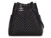 Chanel Black Calfskin Chevron-Quilted Urban Spirit Drawstring Bag