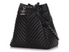 Chanel Black Calfskin Chevron-Quilted Urban Spirit Drawstring Bag