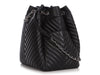 Chanel Black Calfskin Chevron-Quilted Urban Spirit Drawstring Bag