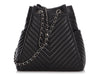 Chanel Black Calfskin Chevron-Quilted Urban Spirit Drawstring Bag