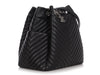 Chanel Black Calfskin Chevron-Quilted Urban Spirit Drawstring Bag