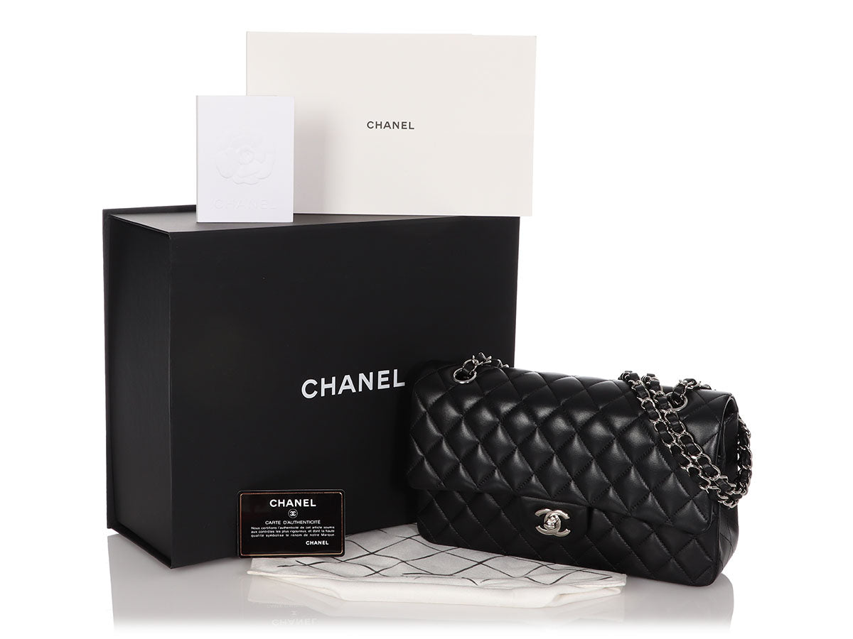 Chanel Jumbo Black Chevron-Quilted Lambskin Classic Double Flap by Ann's Fabulous Finds