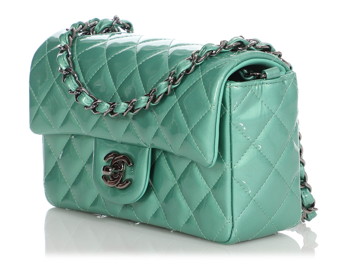 Chanel Mini Green Quilted Patent Rectangular Classic