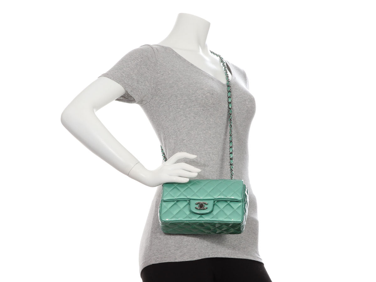 Chanel Lambskin Quilted Mini Square Flap Green