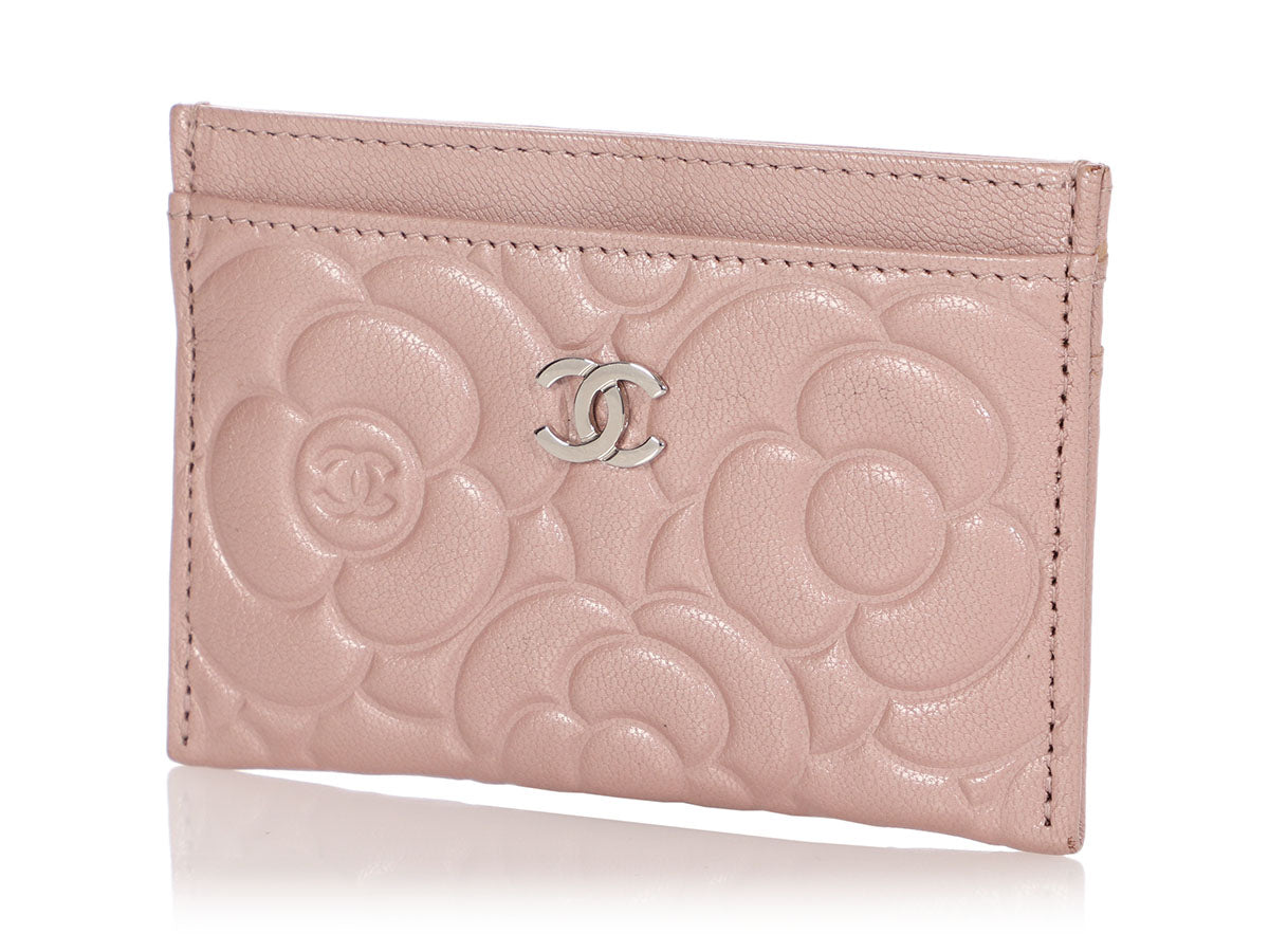 Chanel Pink Embossed Calfskin Camellia Compact Wallet - Ann's Fabulous  Closeouts