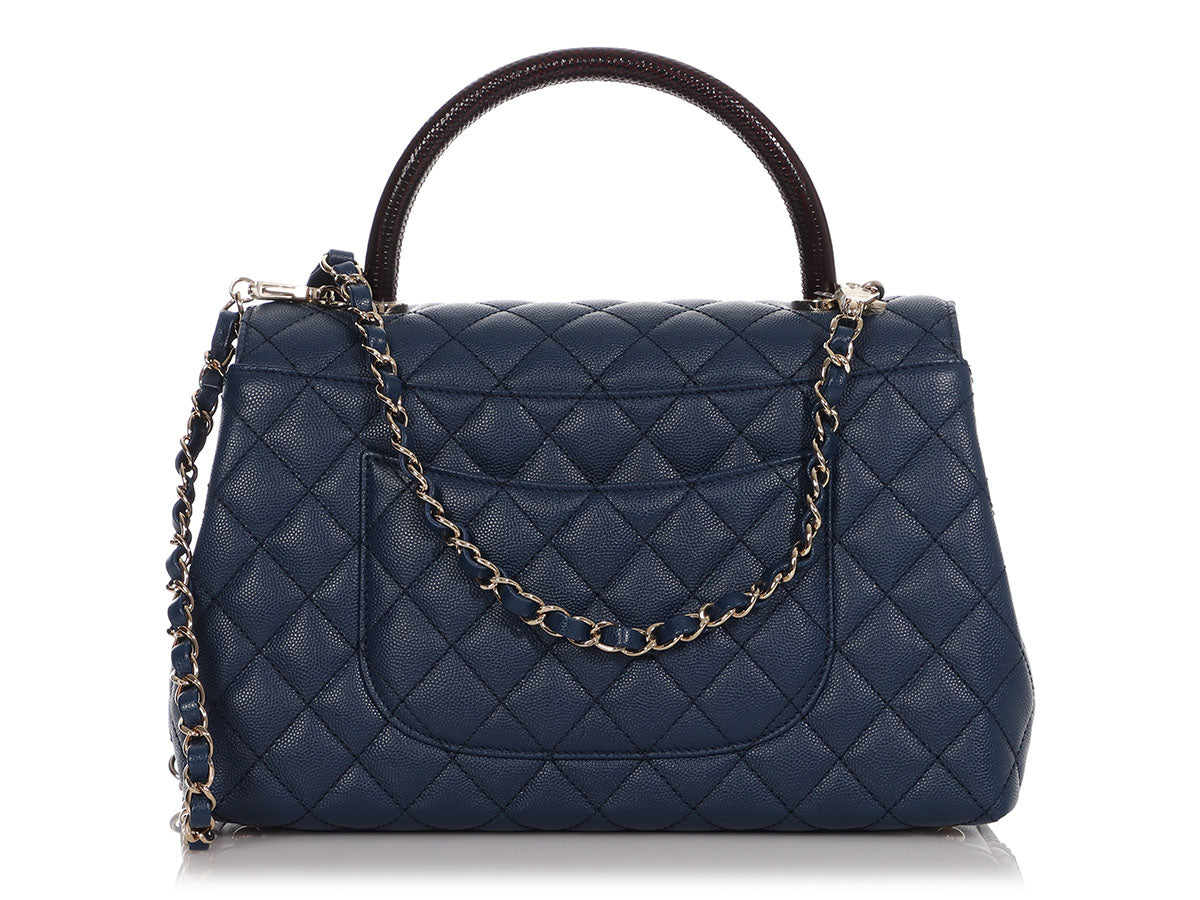 Chanel Medium Navy Quilted Caviar Coco Handle