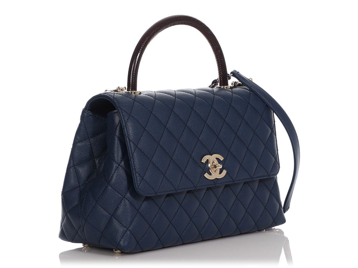 Chanel Medium Navy Quilted Caviar Coco Handle