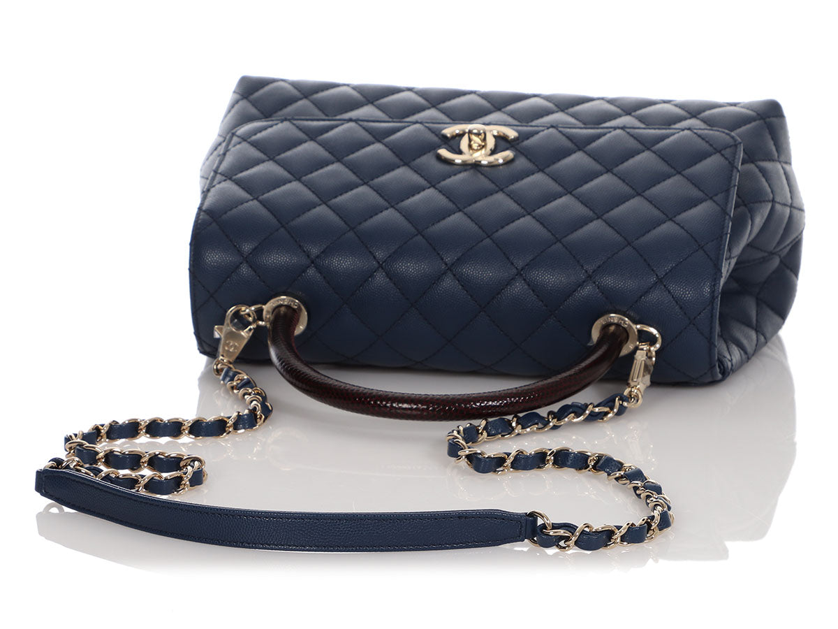 Chanel Medium Navy Quilted Caviar Coco Handle