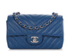 Chanel Mini Blue Chevron-Quilted Caviar Rectangular Classic