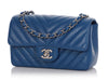 Chanel Mini Blue Chevron-Quilted Caviar Rectangular Classic